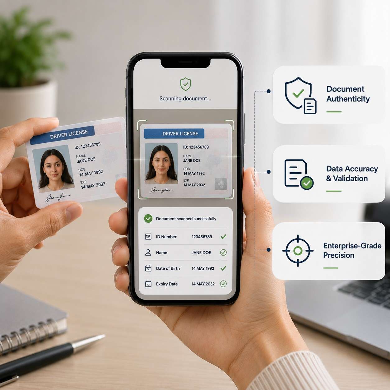 Selfie verification graphic showing face capture
