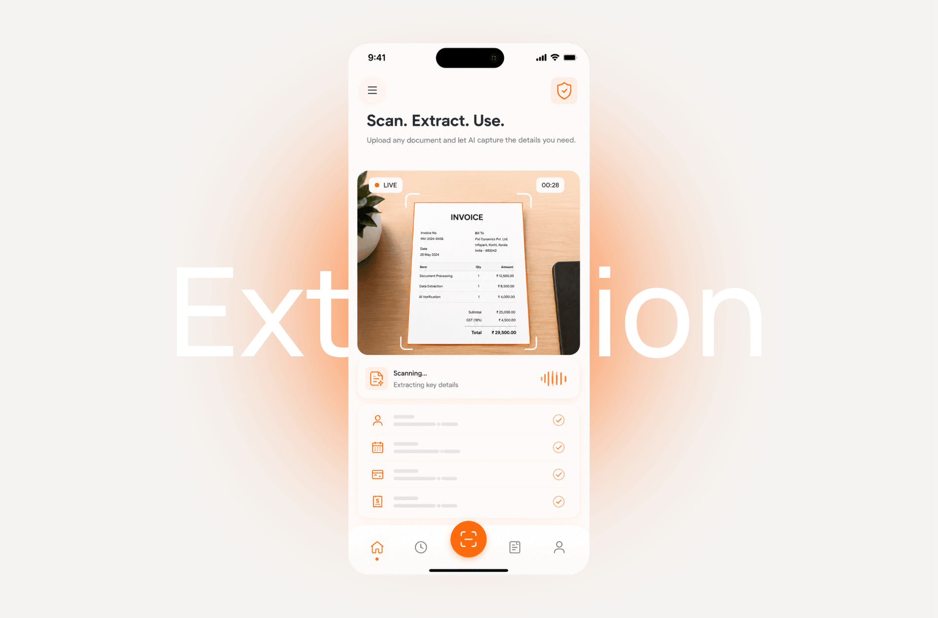 OCR document extraction — AI scanning passport