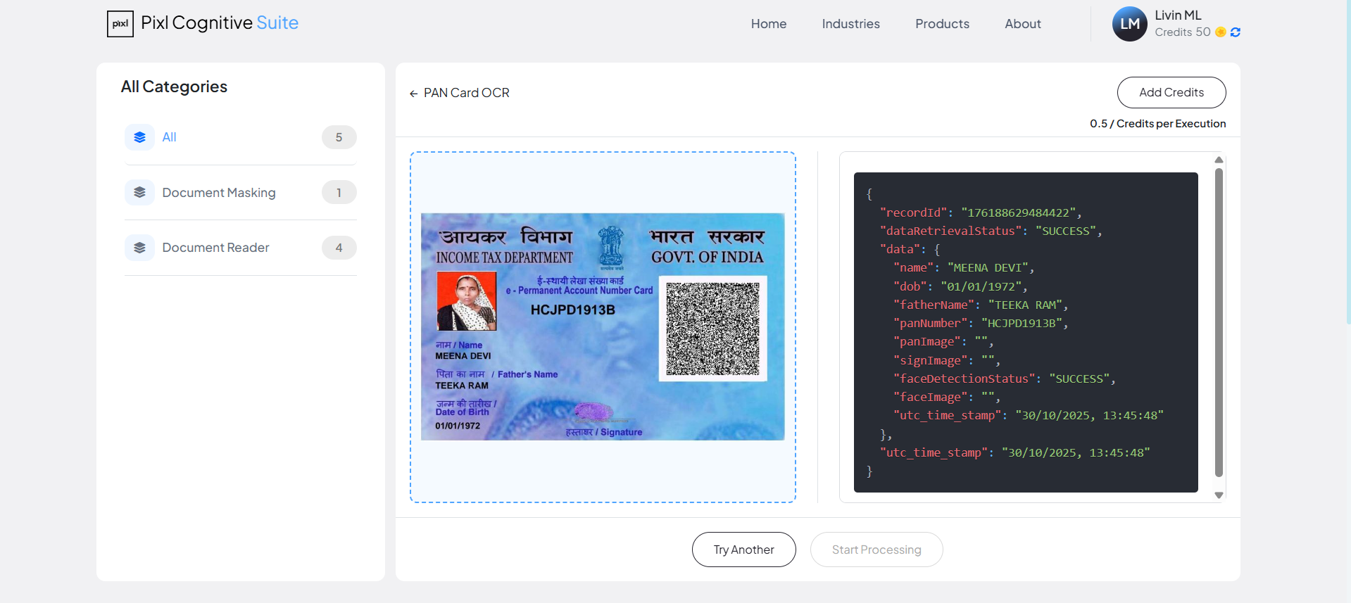 pcs pancard extraction